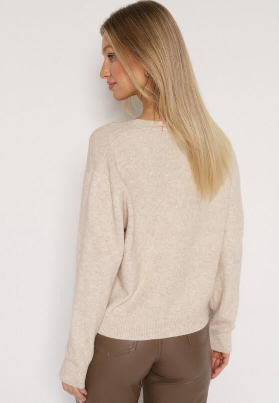 Beżowy Rozpinany Kardigan z Dodatkiem Kaszmiru Vetirira 3