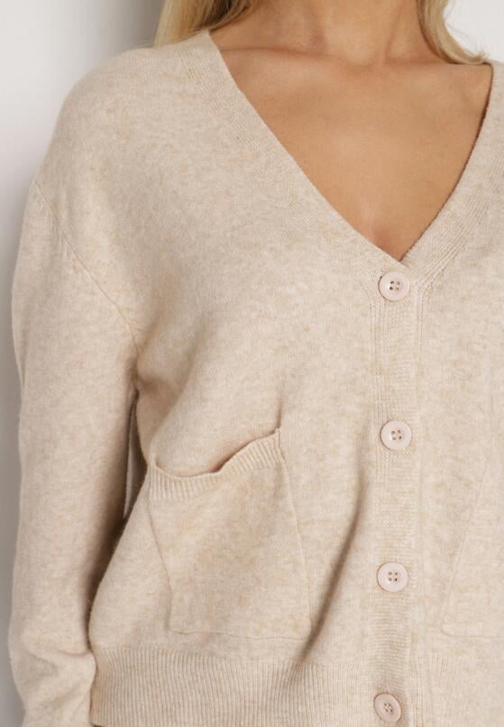 Beżowy Rozpinany Kardigan z Dodatkiem Kaszmiru Vetirira 5