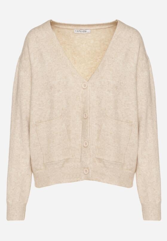 Beżowy Rozpinany Kardigan z Dodatkiem Kaszmiru Vetirira 6