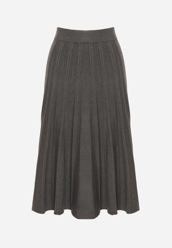 Ciemnoszara Rozkloszowana Plisowana Spódnica Dzianinowa Tussana 6