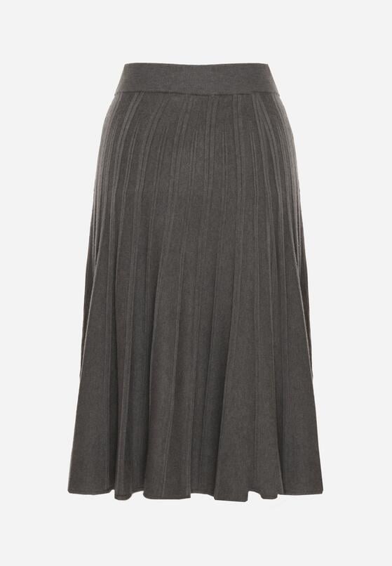 Ciemnoszara Rozkloszowana Plisowana Spódnica Dzianinowa Tussana 7