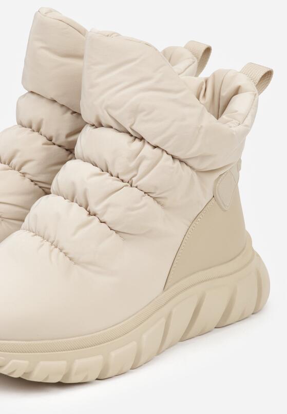 Ciemnobeżowe Pikowane Śniegowce na Grubej Tłoczonej Podeszwie Resita 7