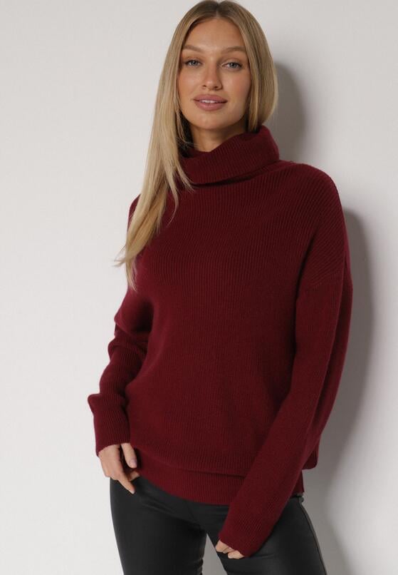 Bordowy Golf o Klasycznym Kroju z Kaszmirem Azifra 1