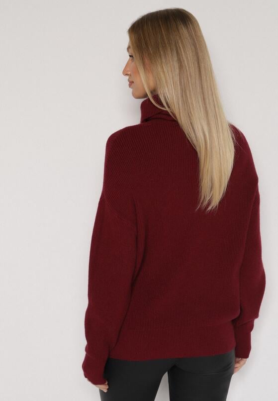 Bordowy Golf o Klasycznym Kroju z Kaszmirem Azifra 3