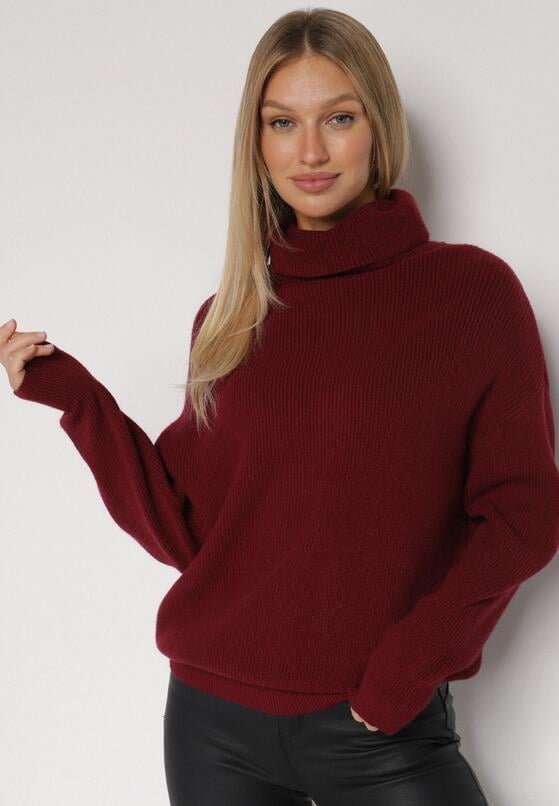 Bordowy Golf o Klasycznym Kroju z Kaszmirem Azifra 4