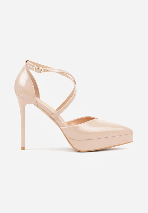 Beżowe Szpilki z Paseczkami i Ozdobną Platformą Misterisa 4