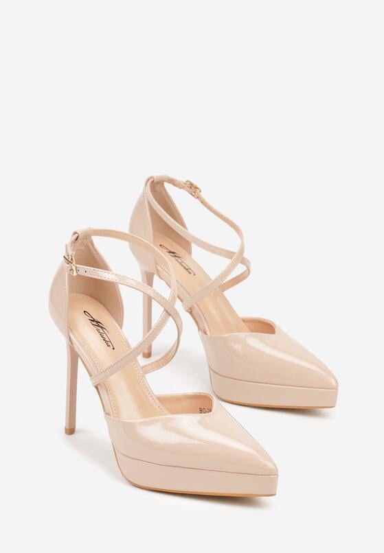 Beżowe Szpilki z Paseczkami i Ozdobną Platformą Misterisa 5
