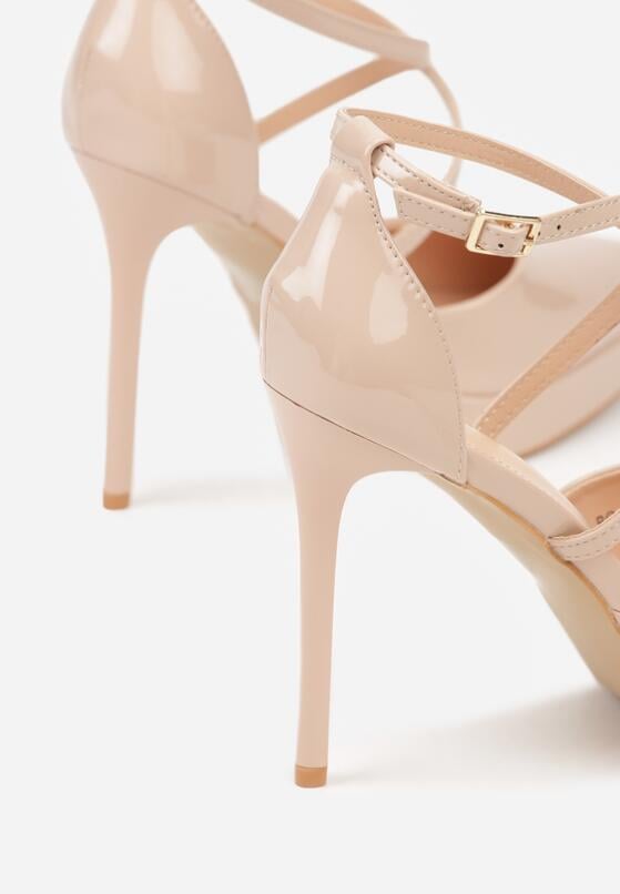 Beżowe Szpilki z Paseczkami i Ozdobną Platformą Misterisa 6