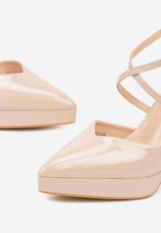 Beżowe Szpilki z Paseczkami i Ozdobną Platformą Misterisa 7