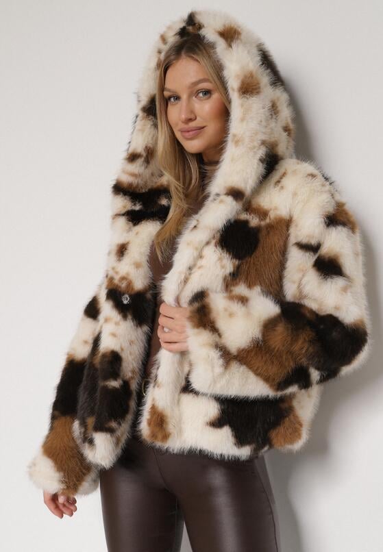 Wielokolorowa Kurtka Futerko o Dwurzędowym Kroju Oversize Nevisa 4