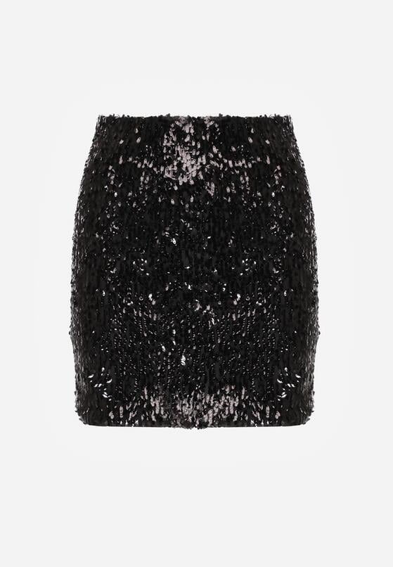 Czarna Spódnica Ozdobiona Cekinami o Dopasowanym Kroju Vetisale 6