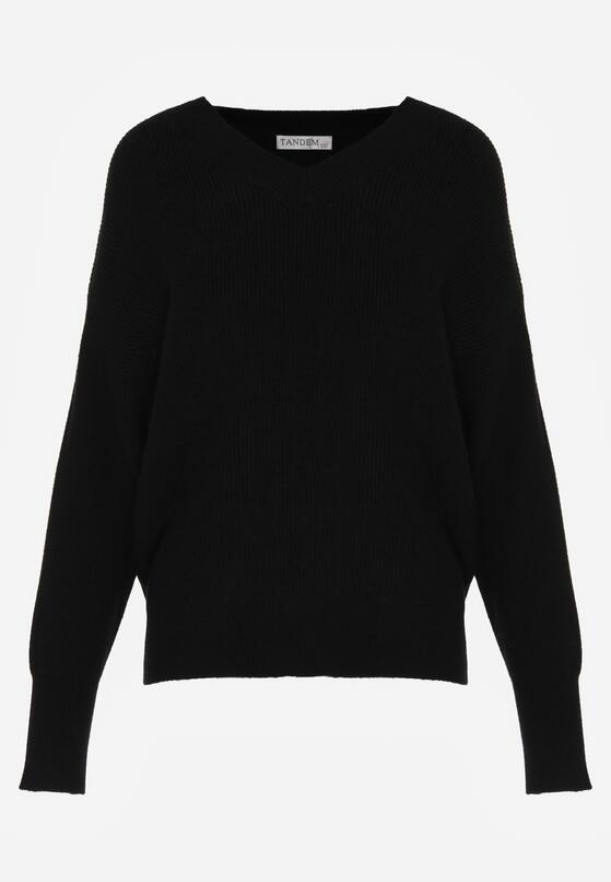 Czarny Sweter z Domieszką Kaszmiru z Dekoltem w Serek Feralaine 6