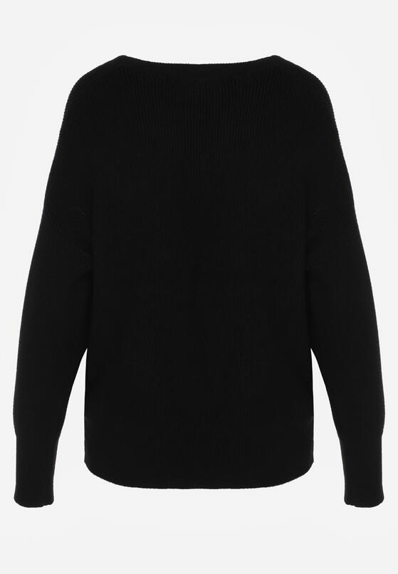 Czarny Sweter z Domieszką Kaszmiru z Dekoltem w Serek Feralaine 7