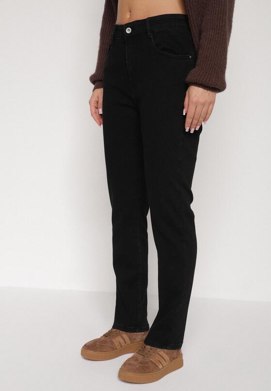 Czarne Bawełniane Jeansy Skinny z Regularnym Stanem Sewnela 1