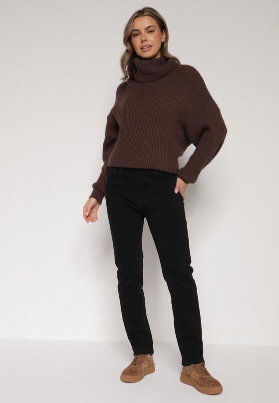 Czarne Bawełniane Jeansy Skinny z Regularnym Stanem Sewnela 4