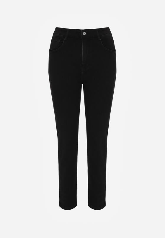 Czarne Bawełniane Jeansy Skinny z Regularnym Stanem Sewnela 6