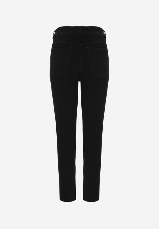 Czarne Bawełniane Jeansy Skinny z Regularnym Stanem Sewnela 7