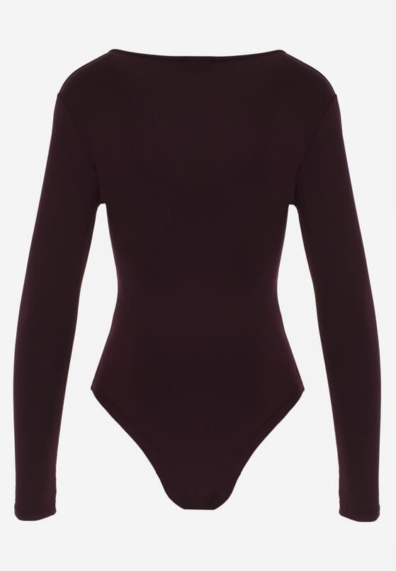 Fioletowe Body z Dekoltem w Serek i Długim Rękawem Zailea 5