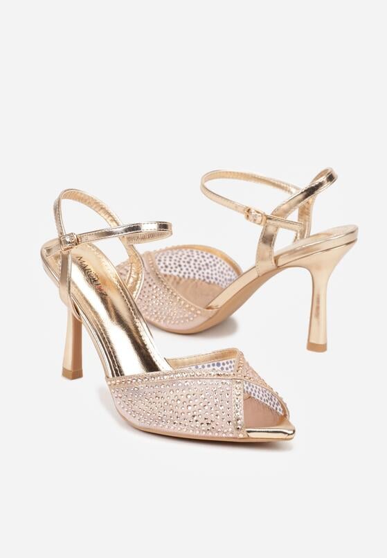 Szampańskie Sandały na Szpilce z Cyrkoniami Aurefera 5