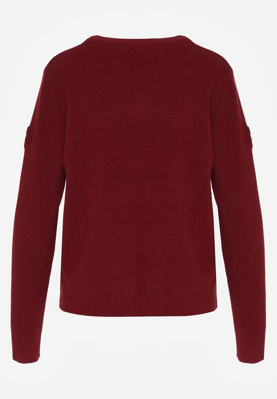 Bordowy Sweter z Wiskozą i Tłoczonymi Kwiatami Lanifera 7