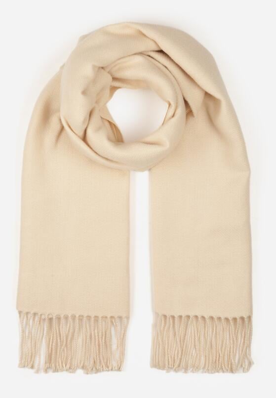 Jasnobeżowy Klasyczny Szalik z Bawełny i Wiskozy z Frędzlami Vetilisa 1