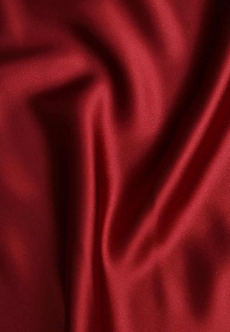 Bordowa Rozkloszowana Midi Spódnica Satynowa Zapinana na Suwak z Gumką w Pasie Williwarne 8