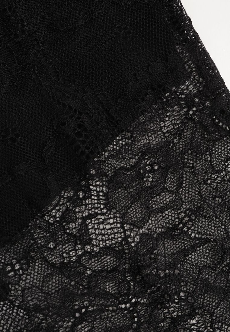 Czarne Koronkowe Spodnie Dzwony z Wysokim Stanem Solifera 8