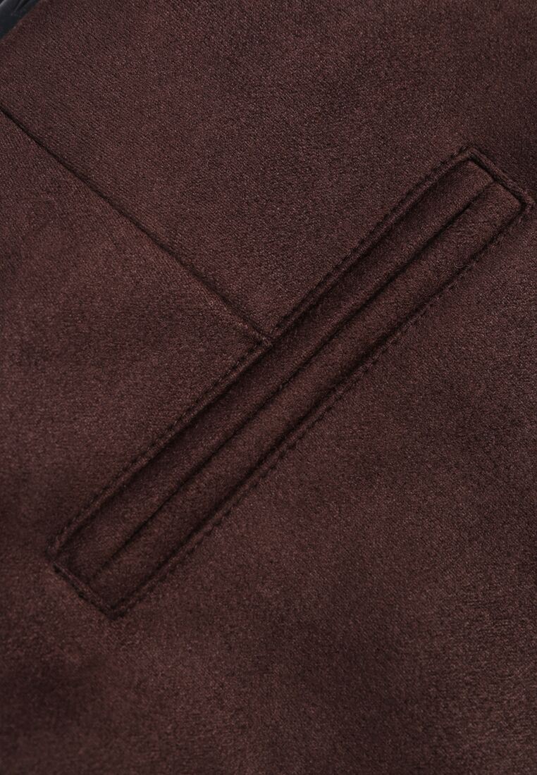 Brązowe Spódnico-Szorty Zdobione Imitacją Kieszeni z Tyłu Sewrela 8