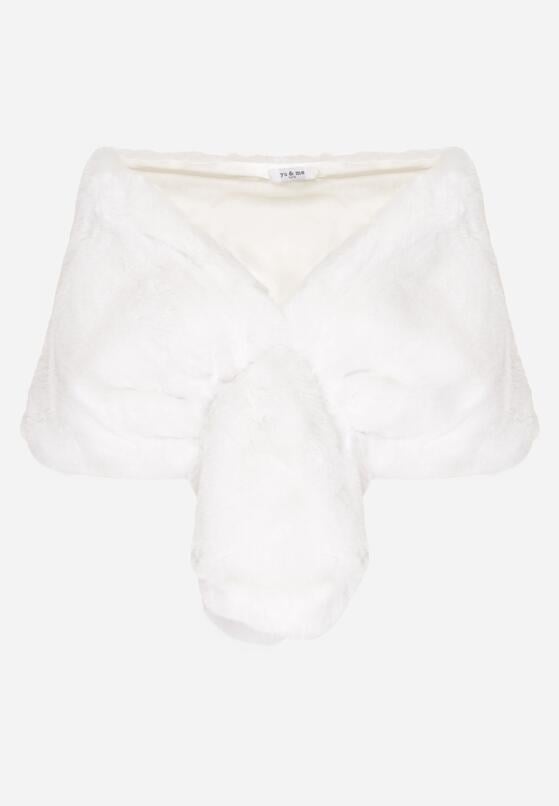 Białe Futrzane Ponczo Narzutka Bralinne 1