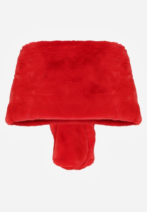 Czerwone Futrzane Ponczo Narzutka Bralinne 2