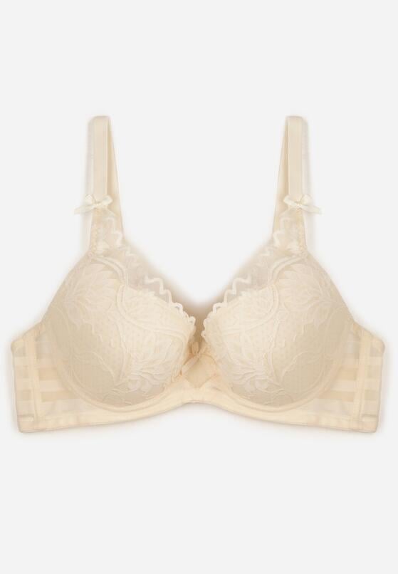 Jasnobeżowy Biustonosz Koronkowy z Kokardkami  Themikaia 1