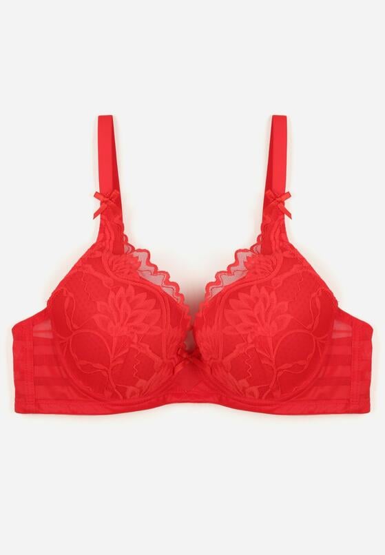 Czerwony Biustonosz Koronkowy z Kokardkami  Themikaia 1