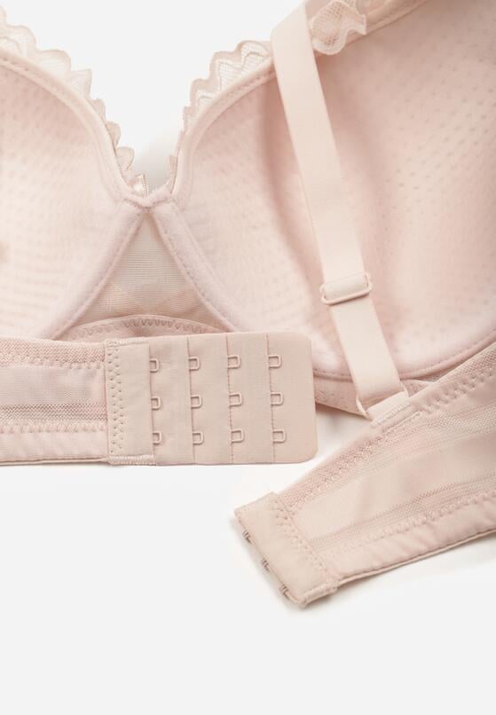 Jasnoróżowy Biustonosz Koronkowy z Kokardkami  Themikaia 2