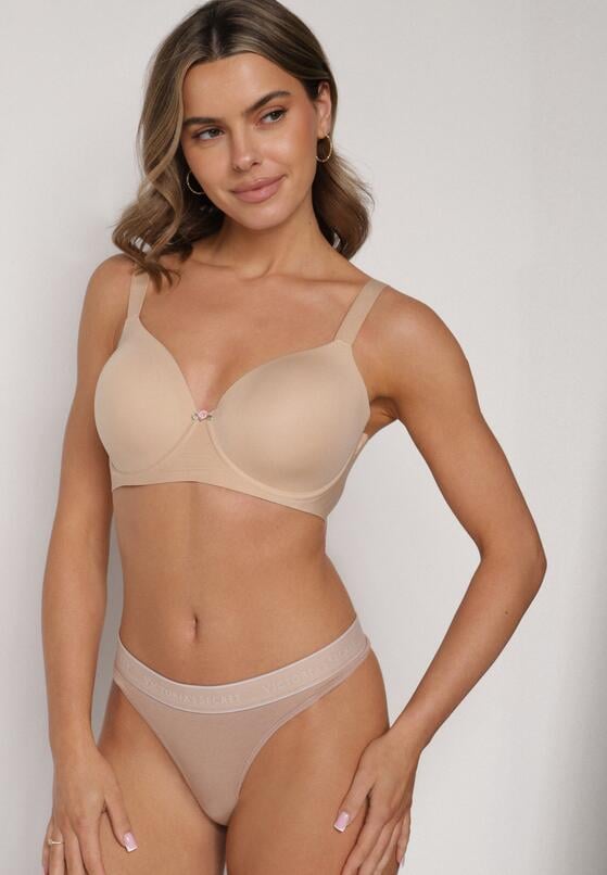 Beżowy Gładki Biustonosz Klasyczny Idahlina 2