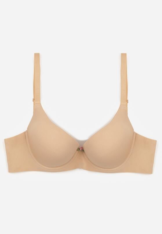 Beżowy Gładki Biustonosz Push-up Halilura 1