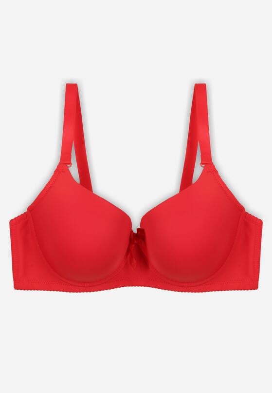 Czerwony Gładki Biustonosz Zdobiony Kokardką Ocerien 1