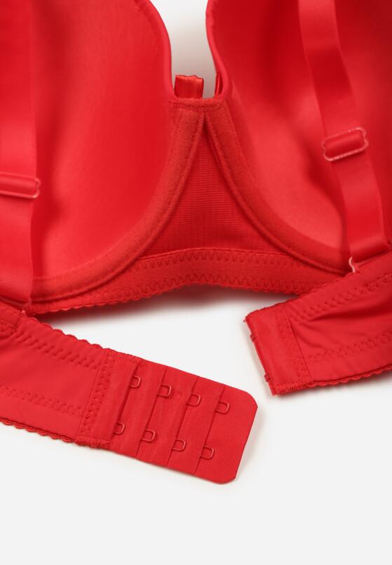 Czerwony Gładki Biustonosz Zdobiony Kokardką Ocerien 2