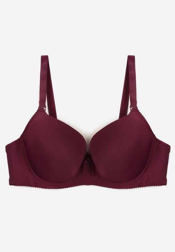 Ciemnofioletowy Gładki Biustonosz Zdobiony Kokardką Ocerien 1