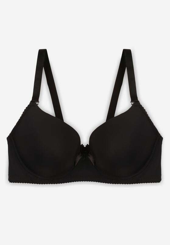 Czarny Gładki Biustonosz Zdobiony Kokardką Ocerien 1