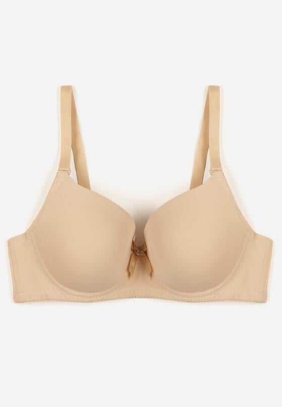 Beżowy Gładki Biustonosz Zdobiony Kokardką Ocerien 1