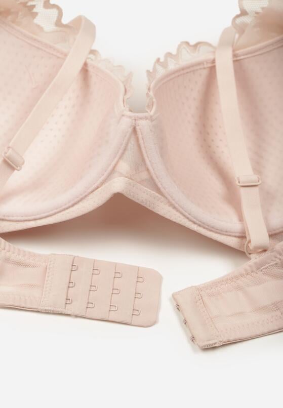 Jasnoróżowy Koronkowy Biustonosz z Ozdobnymi Kokardkami na Ramiączkach Aeleolopei 2