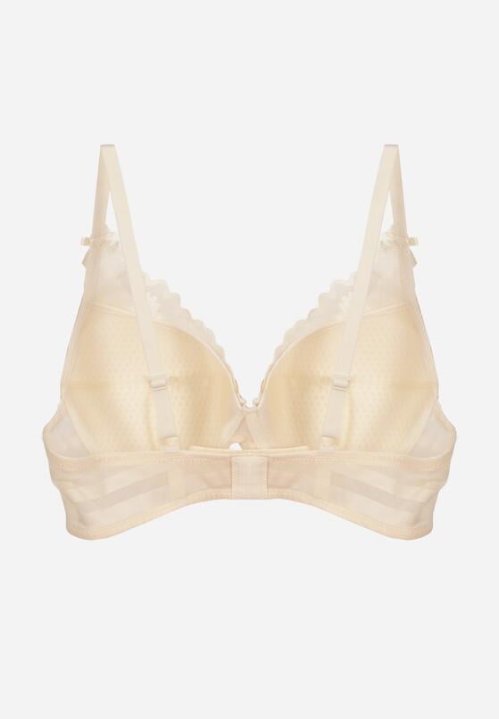 Jasnobeżowy Koronkowy Biustonosz z Ozdobnymi Kokardkami na Ramiączkach Aeleolopei 2