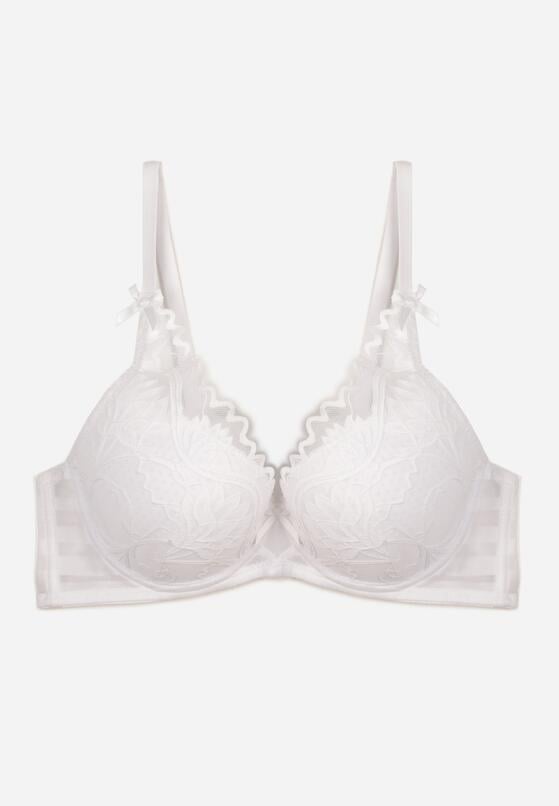 Biały Koronkowy Biustonosz z Ozdobnymi Kokardkami na Ramiączkach Aeleolopei 1