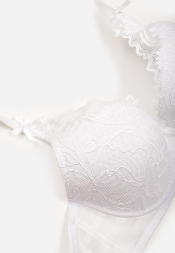 Biały Koronkowy Biustonosz z Ozdobnymi Kokardkami na Ramiączkach Aeleolopei 7