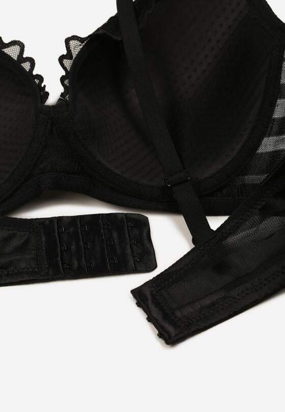 Czarno-Beżowy Koronkowy Biustonosz z Ozdobnymi Kokardkami na Ramiączkach Aeleolopei 2