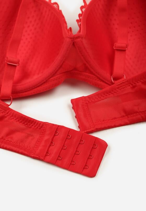 Czerwony Koronkowy Biustonosz z Ozdobnymi Kokardkami na Ramiączkach Aeleolopei 2