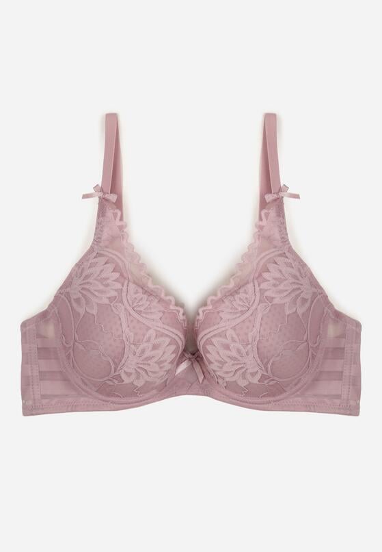 Fioletowy Koronkowy Biustonosz z Ozdobnymi Kokardkami na Ramiączkach Aeleolopei 1