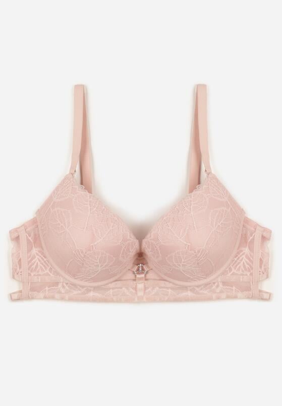 Różowy Klasyczny Biustonosz Zdobiony Koronką i Aplikacją Metheis 1