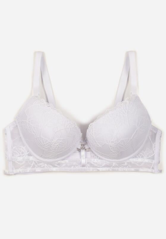 Biały Klasyczny Biustonosz Zdobiony Koronką i Aplikacją Metheis 1