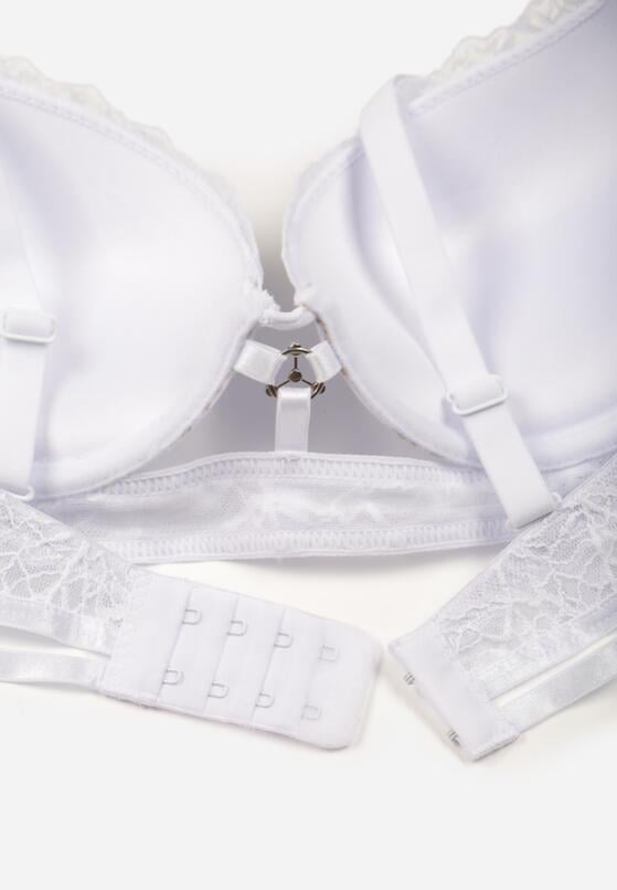 Biały Klasyczny Biustonosz Zdobiony Koronką i Aplikacją Metheis 2